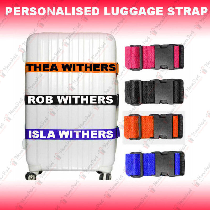 Personalised Luggage Strap Safety Suitcase Belt Custom PRINTED