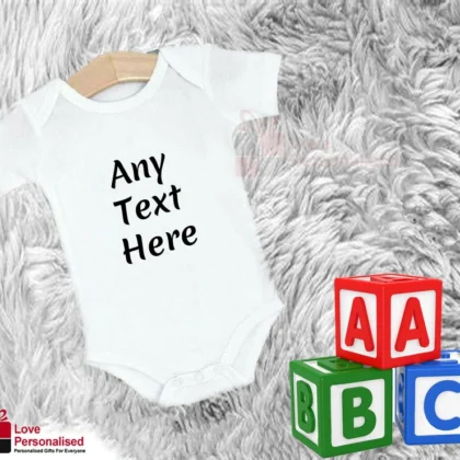 Personalised Custom Baby Vest ANY TEXT Baby Grow Bodysuit Reveal Announcement