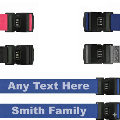 Personalised Luggage Strap  Embroidered Suitcase Safe LOCKED Luggage Belt